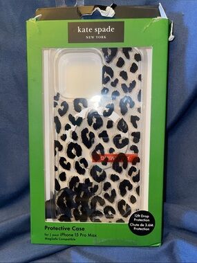 Kate Spade Clear with Leopard Print iPhone 15 Pro Max Case